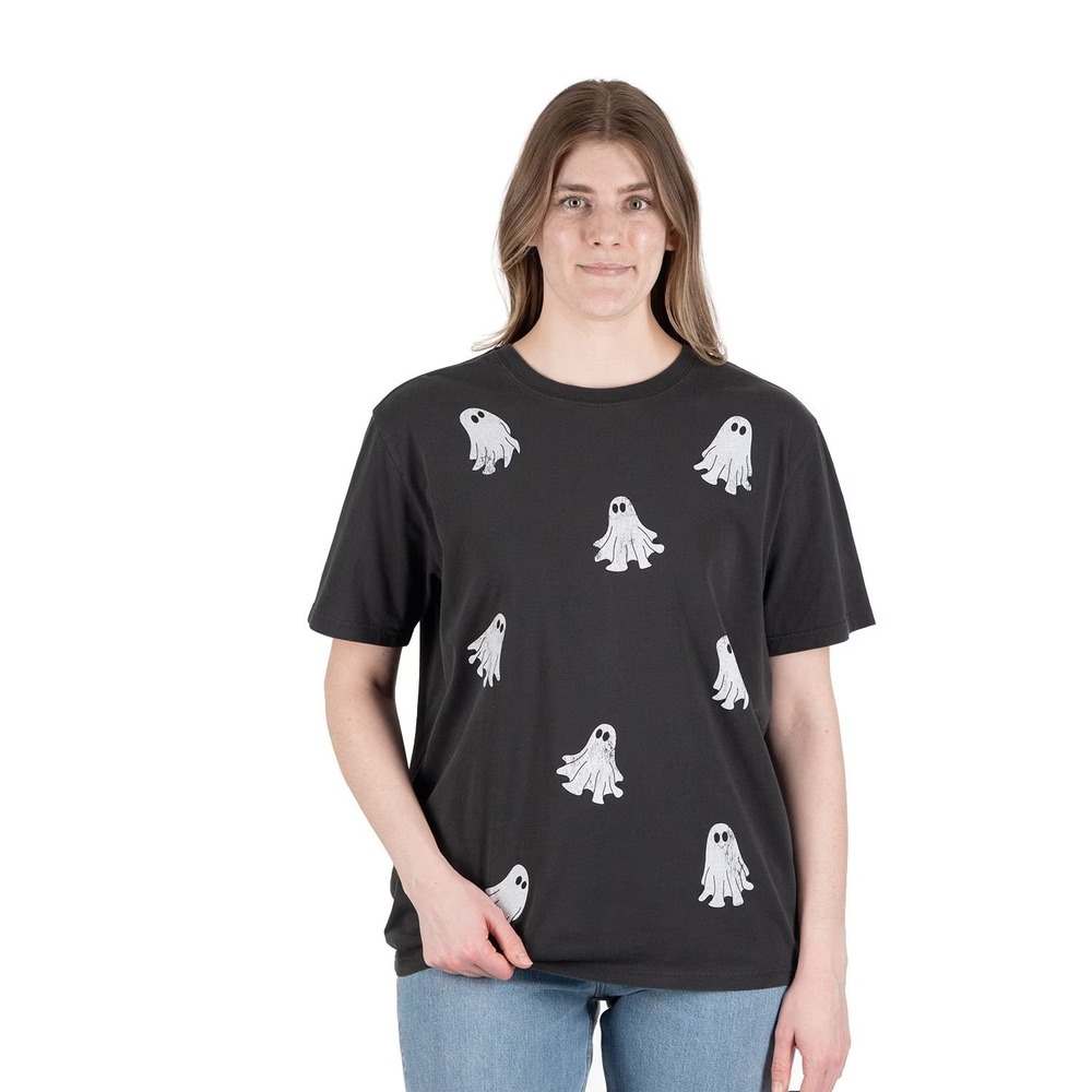 State of Mine Womens Harvest Ghost Graphic T-Shirt XL Black Short Sleeve Relaxed